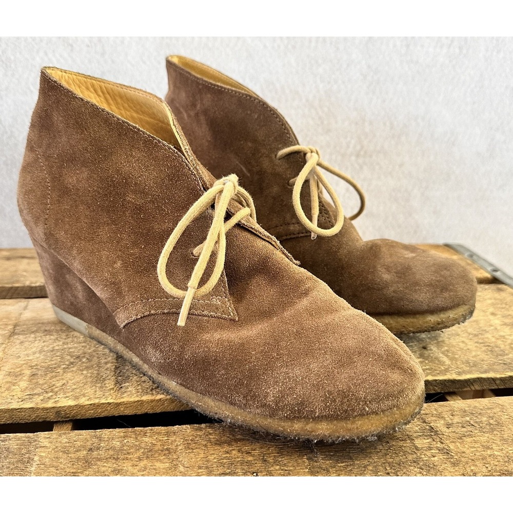 Clarks Suede Ankle Wedge Shoes Boots Women’s Sz 6.5 Brown